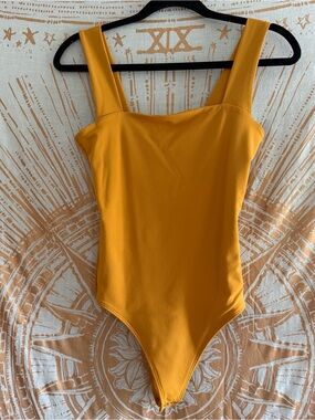 Abercrombie & Fitch Mustard Yellow Square-Neck Bodysuit